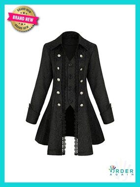 Women's Renaissance Gothic Steampunk Medieval Jacket Vest Coat Victorian Lapel